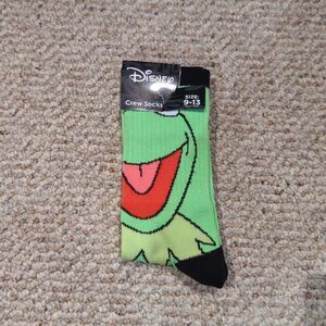 Disney Kermit the Frog Crew Socks Size 9-13 Novelty Green Muppets